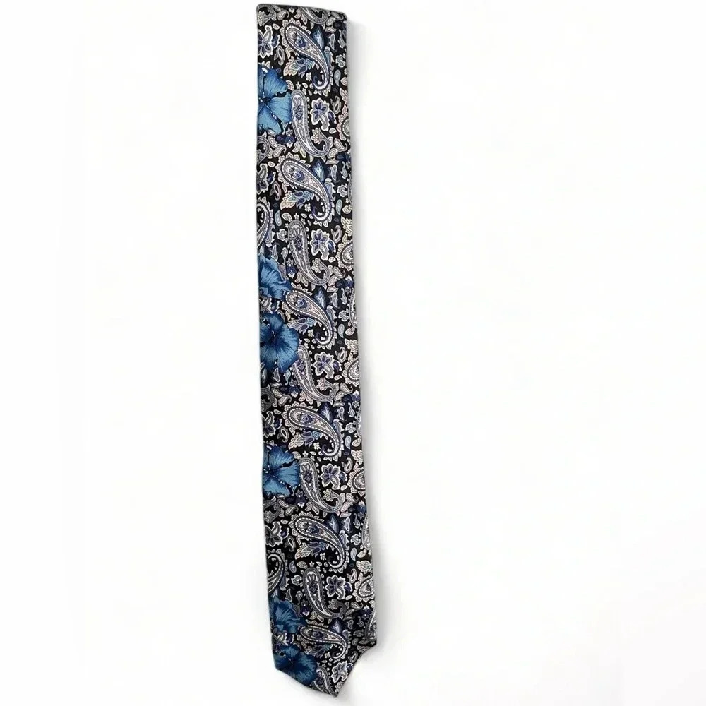 Paisley Silk Tie - Blue and Black